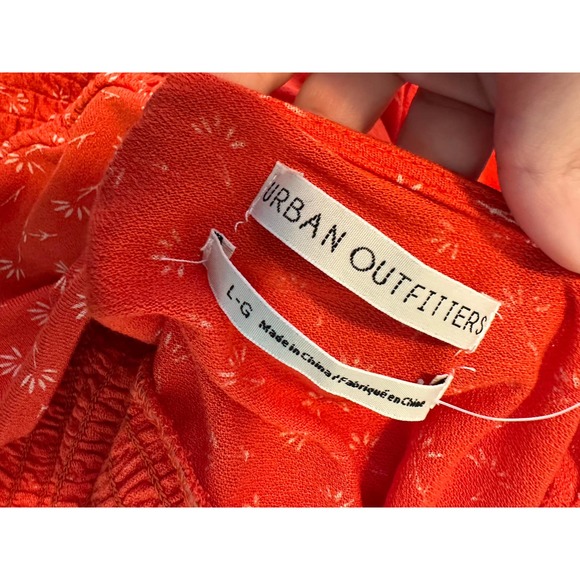 Urban Outfitters Floral Cropped Smocked Puff Long Sleeves Peasant Top size Large - Picture 5 of 11